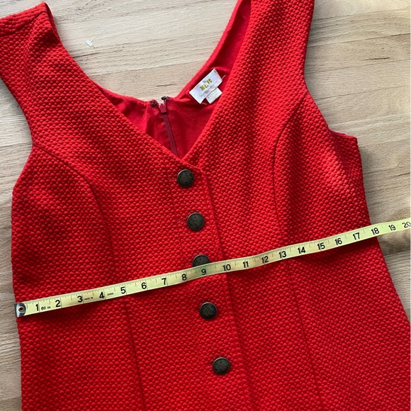 Anthropologie Maeve button front Princess seam stretchy red midi dress XL - Picture 4 of 6